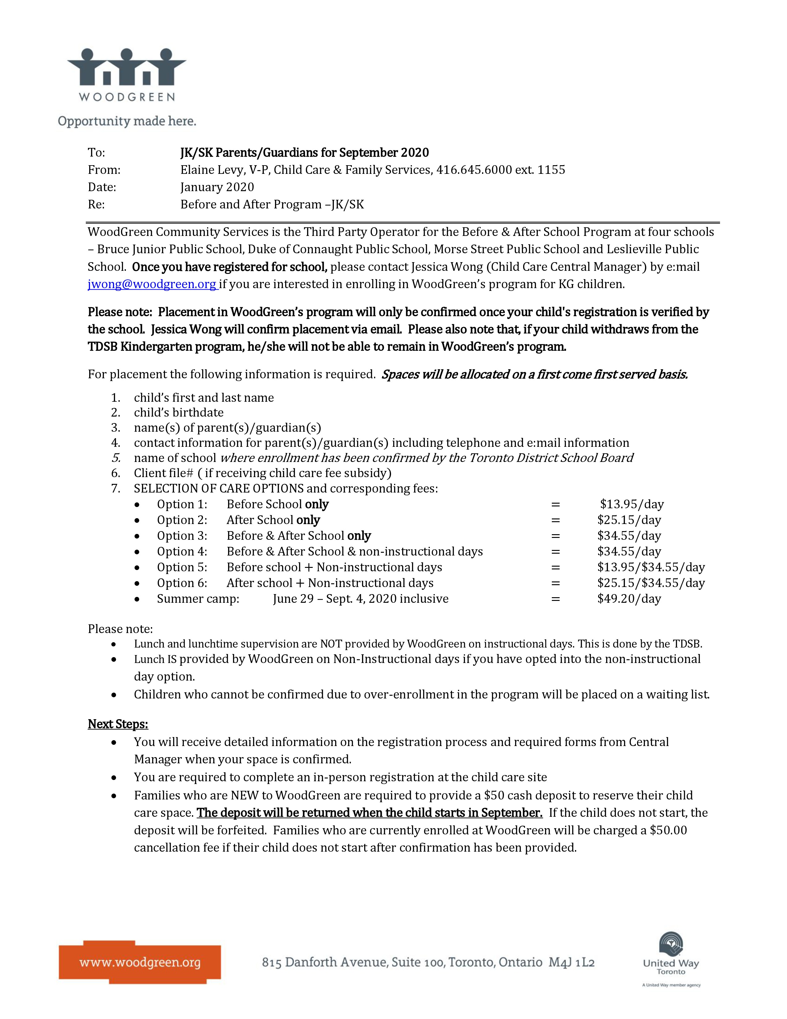 Woodgreen Childcare Application Flyer Woodgreen Childcare Application Flyer